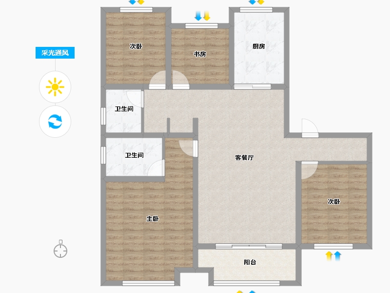 山东省-德州市-德达东建馨园-115.06-户型库-采光通风