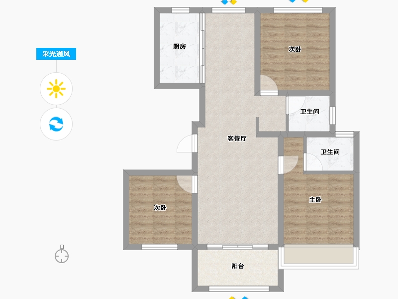 山东省-德州市-燕鲁東山府-80.76-户型库-采光通风