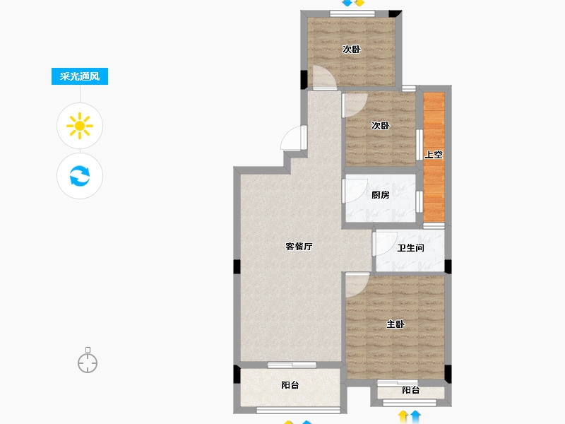 浙江省-杭州市-凤凰府邸-80.74-户型库-采光通风