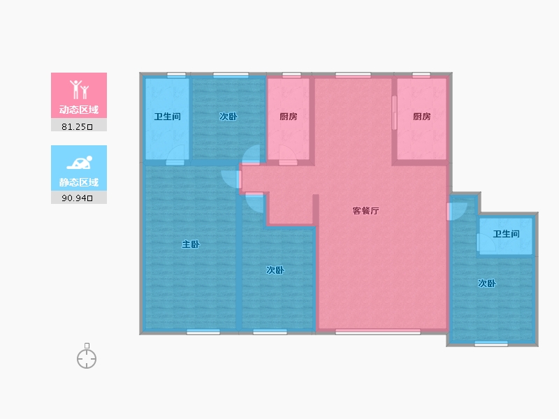 内蒙古自治区-赤峰市-坤厦悦龙府-155.95-户型库-动静分区