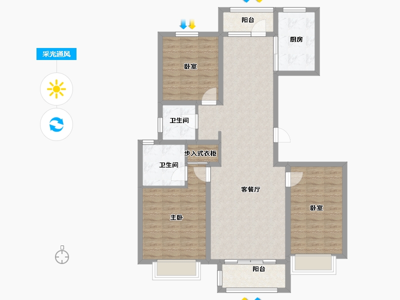 河北省-廊坊市-新城·昕樾-101.97-户型库-采光通风