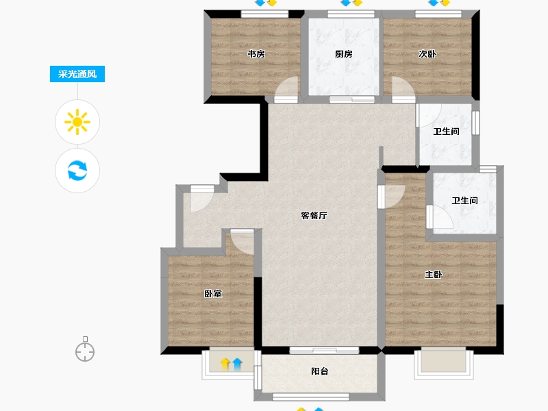 山东省-济南市-万科金色悦城新著-100.07-户型库-采光通风