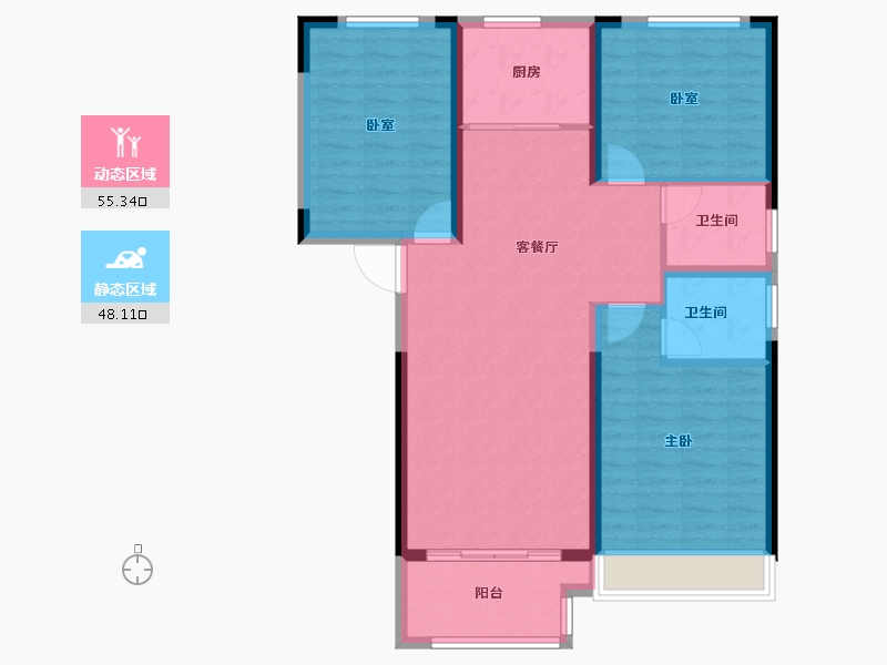 河南省-郑州市-亚星锦绣山河-93.39-户型库-动静分区