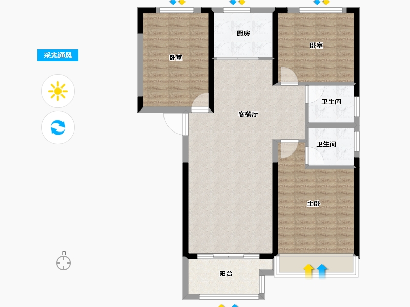 河南省-郑州市-亚星锦绣山河-93.39-户型库-采光通风