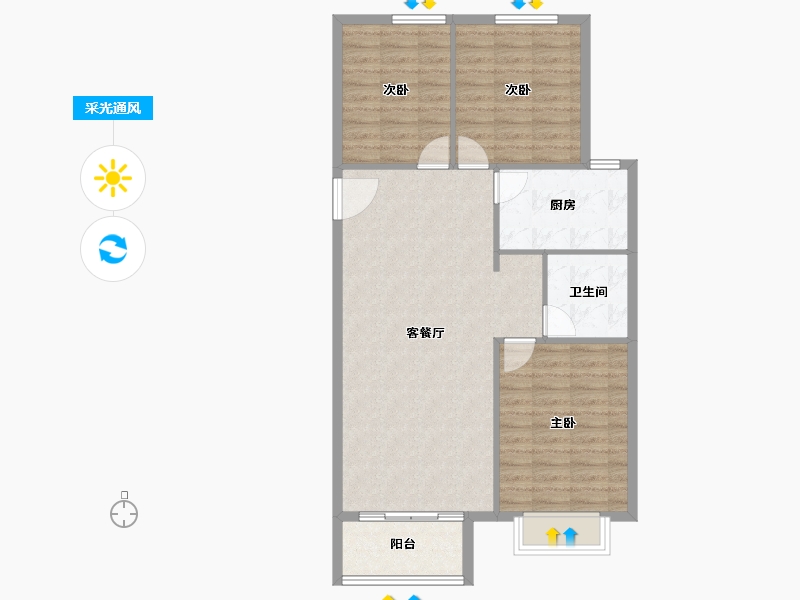 河北省-廊坊市-新城·昕樾-87.73-户型库-采光通风