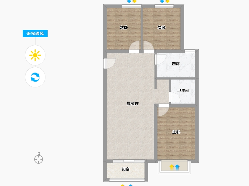 河北省-廊坊市-新城·昕樾-73.12-户型库-采光通风