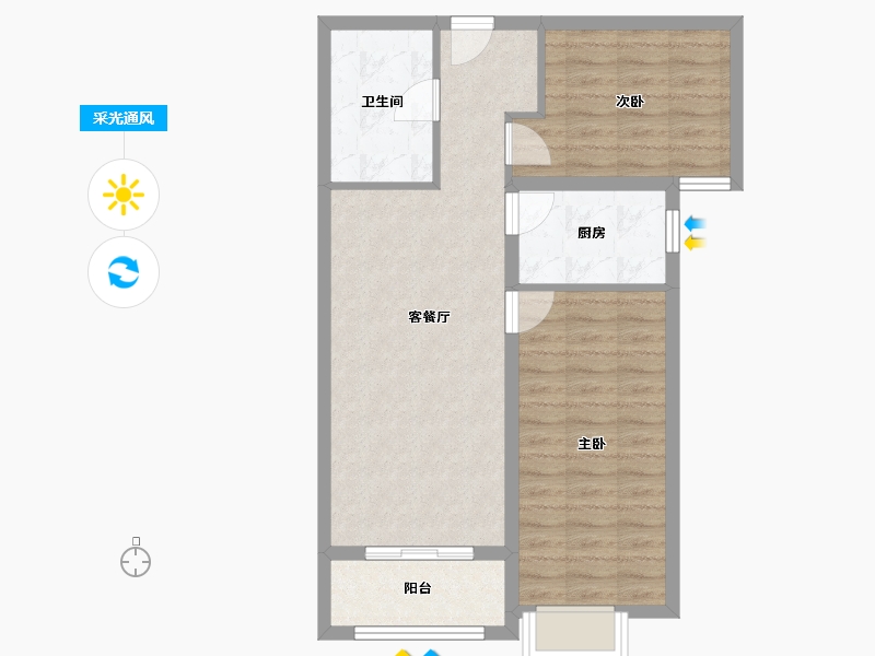 河北省-石家庄市-东胜时间山小区-68.54-户型库-采光通风