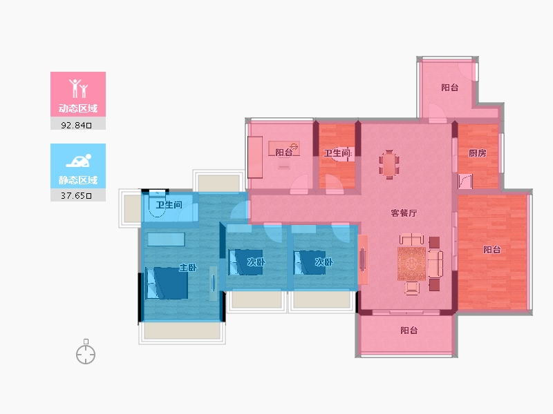 广东省-惠州市-金裕星河丹堤-114.58-户型库-动静分区