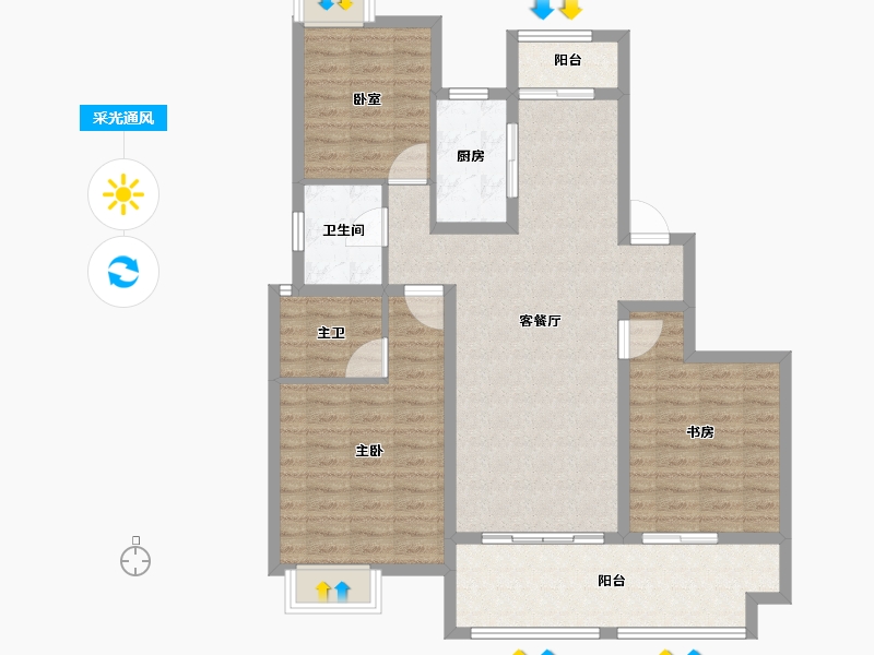 江西省-景德镇市-合盛梧桐雅苑-104.80-户型库-采光通风