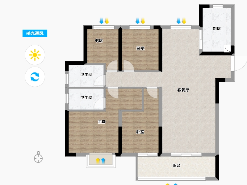 江西省-九江市-保利·庐林语-104.48-户型库-采光通风