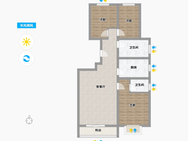 河北省-廊坊市-橘州-87.81-户型库-采光通风