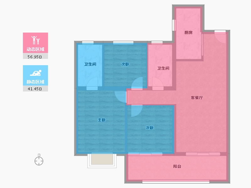 江苏省-苏州市-复游城太仓-88.67-户型库-动静分区