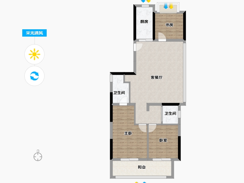 浙江省-温州市-永嘉中梁天宸-92.00-户型库-采光通风