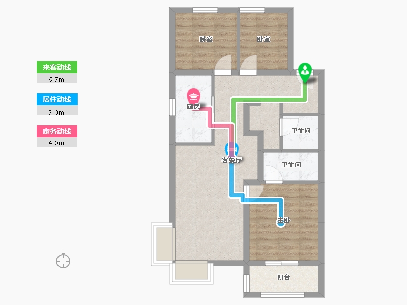 山西省-太原市-万科城市之光·东望-69.86-户型库-动静线