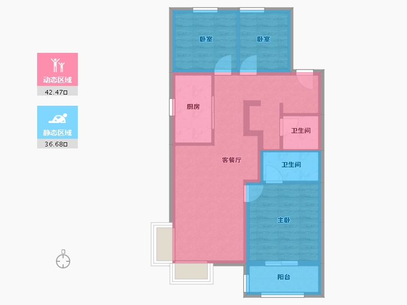 山西省-太原市-万科城市之光·东望-69.86-户型库-动静分区