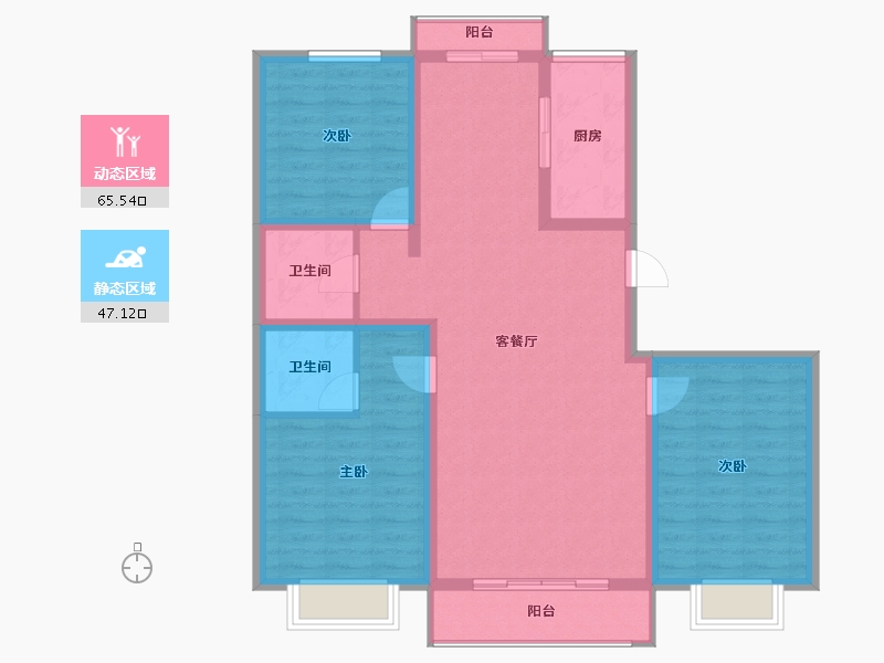 内蒙古自治区-乌兰察布市-文华学府-101.31-户型库-动静分区