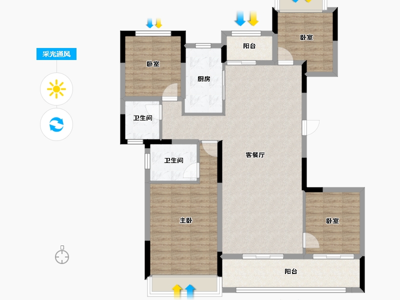 湖南省-长沙市-建发玖洲和玺-114.41-户型库-采光通风