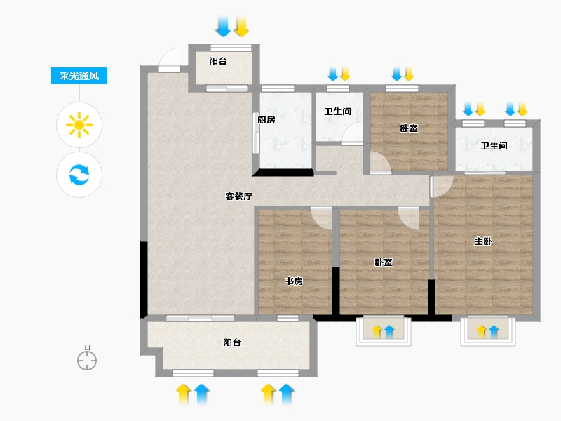 湖南省-长沙市-佳源东方璟园-109.60-户型库-采光通风