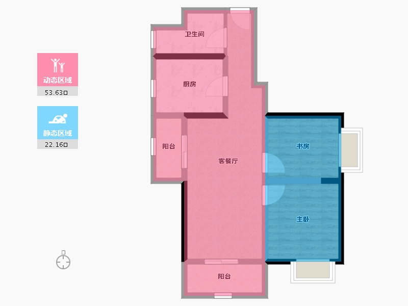 陕西省-西安市-易道郡玫瑰公馆-66.44-户型库-动静分区