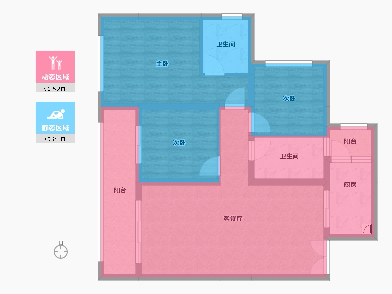 云南省-昆明市-乡鸭湖-85.68-户型库-动静分区