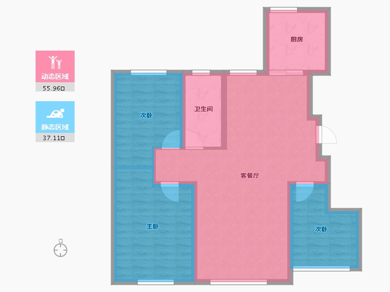 内蒙古自治区-赤峰市-恒富山水苑-83.36-户型库-动静分区