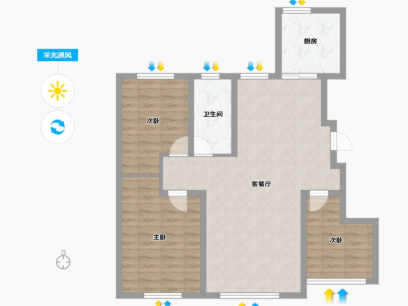 内蒙古自治区-赤峰市-恒富山水苑-83.36-户型库-采光通风