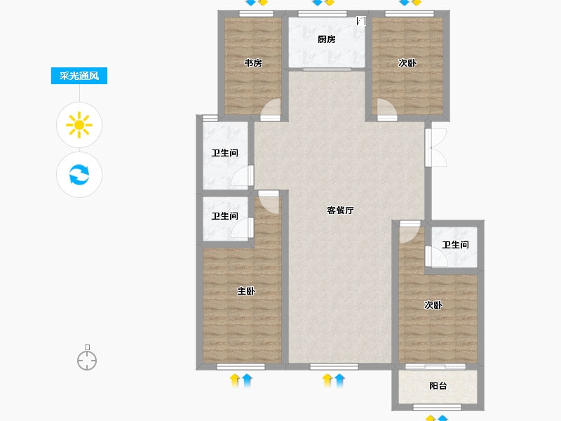 山东省-潍坊市-金庆名仁府-120.12-户型库-采光通风