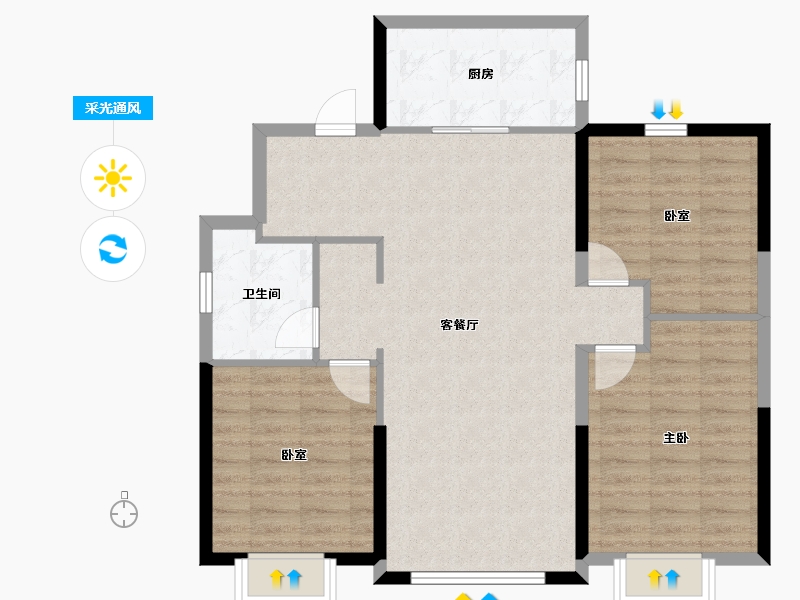 内蒙古自治区-赤峰市-赤峰恒大珺睿府-88.80-户型库-采光通风