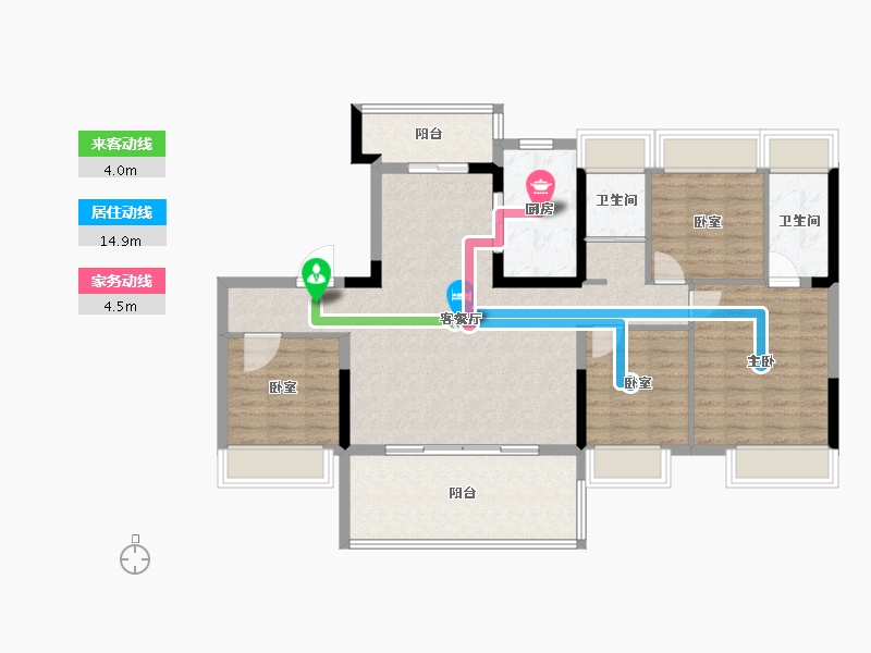 湖北省-荆州市-公安碧桂园楚望府-108.45-户型库-动静线