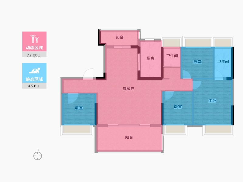 湖北省-荆州市-公安碧桂园楚望府-108.45-户型库-动静分区