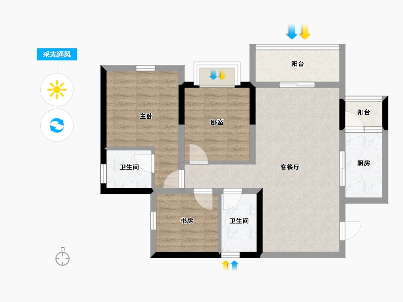 四川省-达州市-科华和润府—期-73.24-户型库-采光通风