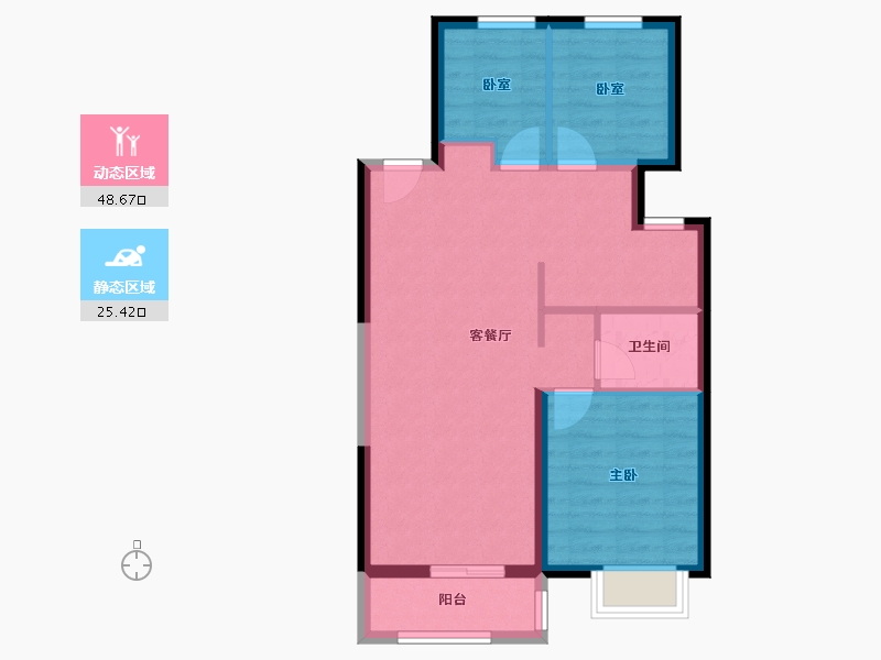 山西省-太原市-万科城市之光·东望-66.48-户型库-动静分区