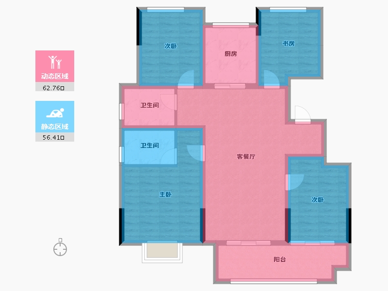 浙江省-绍兴市-振东虞悦府-106.54-户型库-动静分区