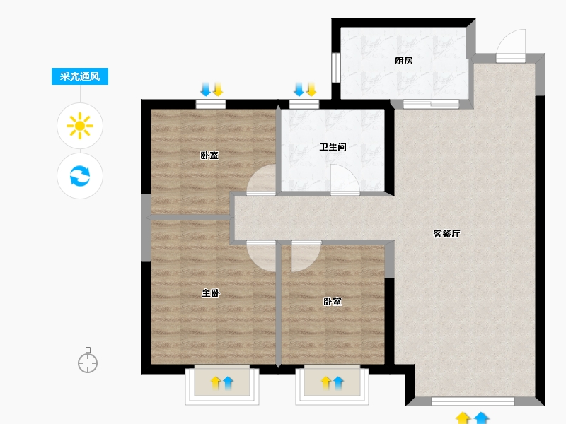 内蒙古自治区-赤峰市-赤峰恒大珺睿府-79.20-户型库-采光通风