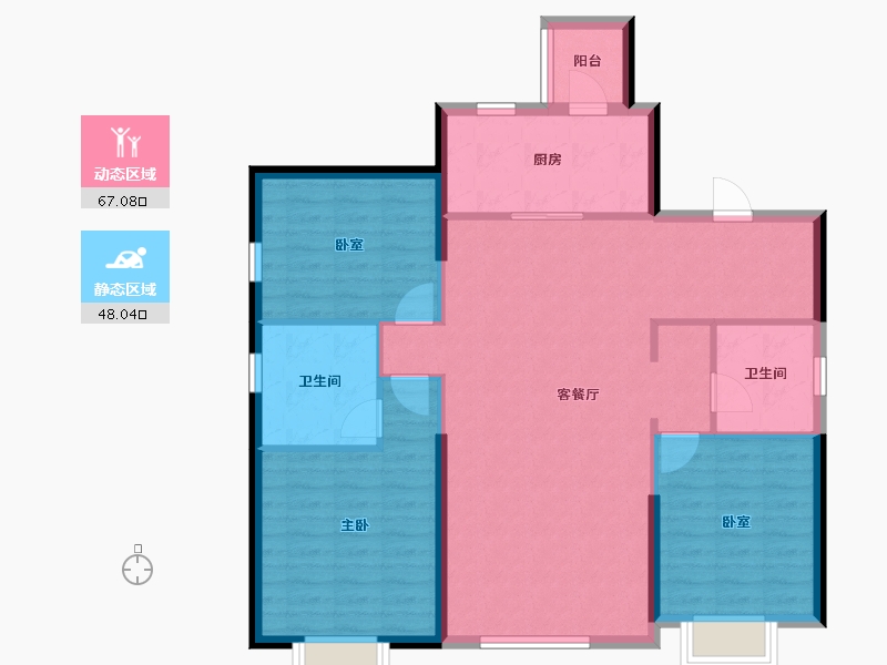 内蒙古自治区-赤峰市-赤峰恒大珺睿府-104.80-户型库-动静分区