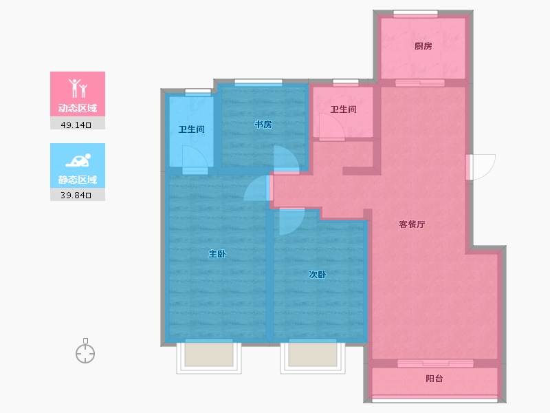 新疆维吾尔自治区-乌鲁木齐市-兵一学府-78.32-户型库-动静分区