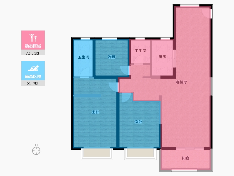 山西省-太原市-中国中铁·诺德城-114.40-户型库-动静分区