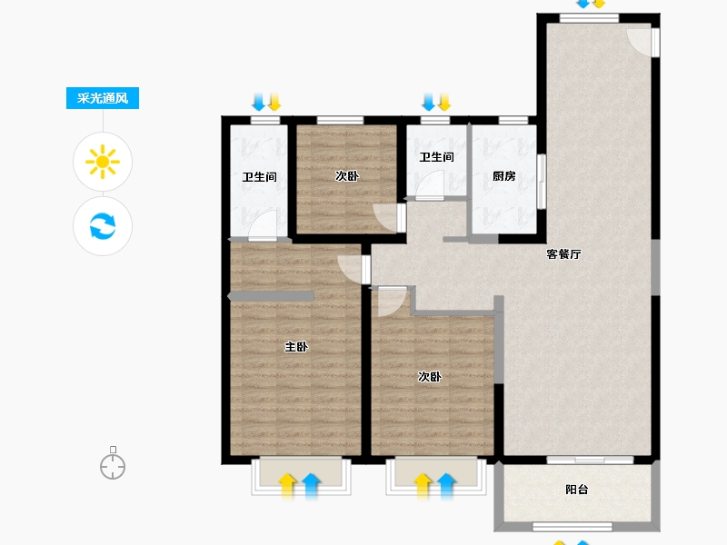 山西省-太原市-中国中铁·诺德城-114.40-户型库-采光通风