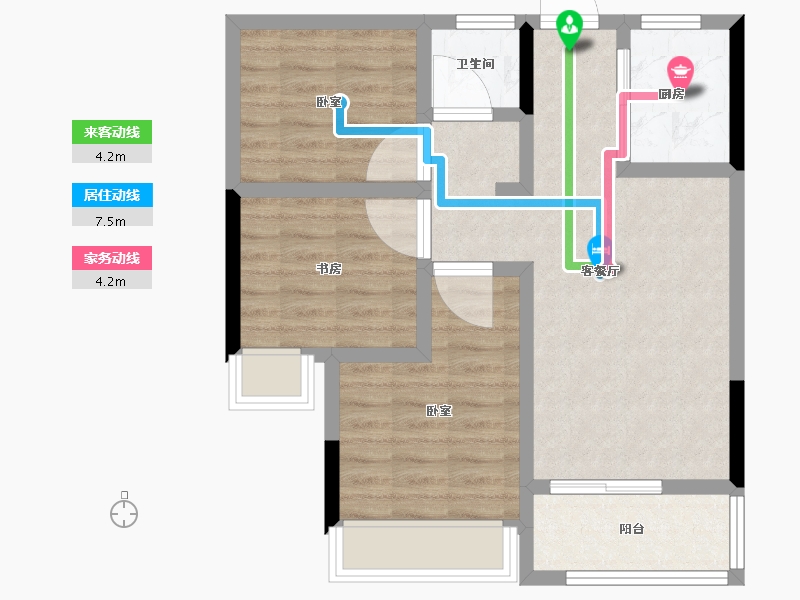 河南省-郑州市-浩创•梧桐茗筑-65.60-户型库-动静线