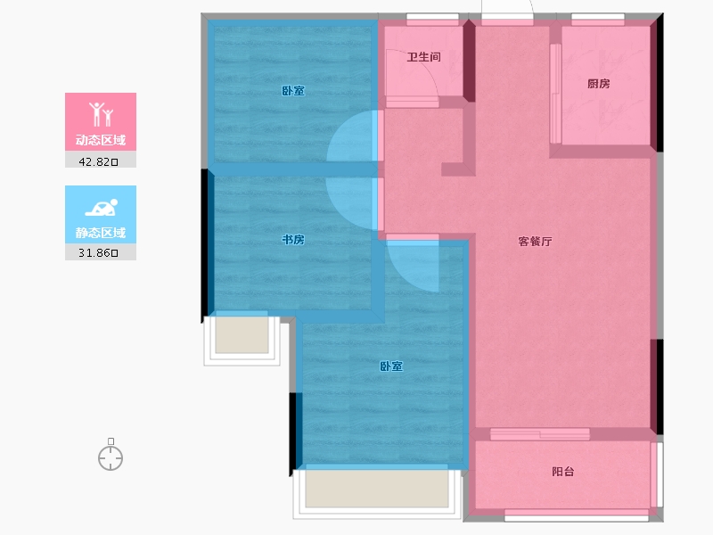 河南省-郑州市-浩创•梧桐茗筑-65.60-户型库-动静分区