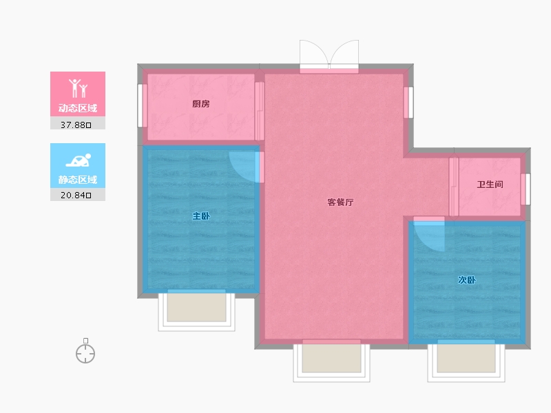 新疆维吾尔自治区-乌鲁木齐市-兵一学府-52.45-户型库-动静分区