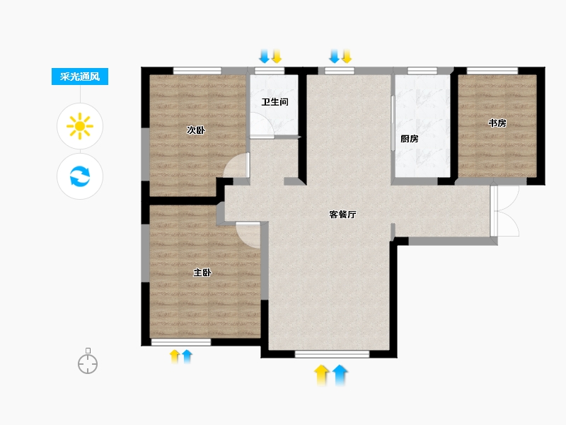 新疆维吾尔自治区-乌鲁木齐市-盛世学府文庭雅苑-84.29-户型库-采光通风