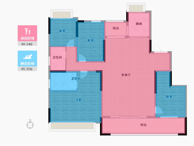 湖南省-长沙市-建发玖洲和玺-140.80-户型库-动静分区