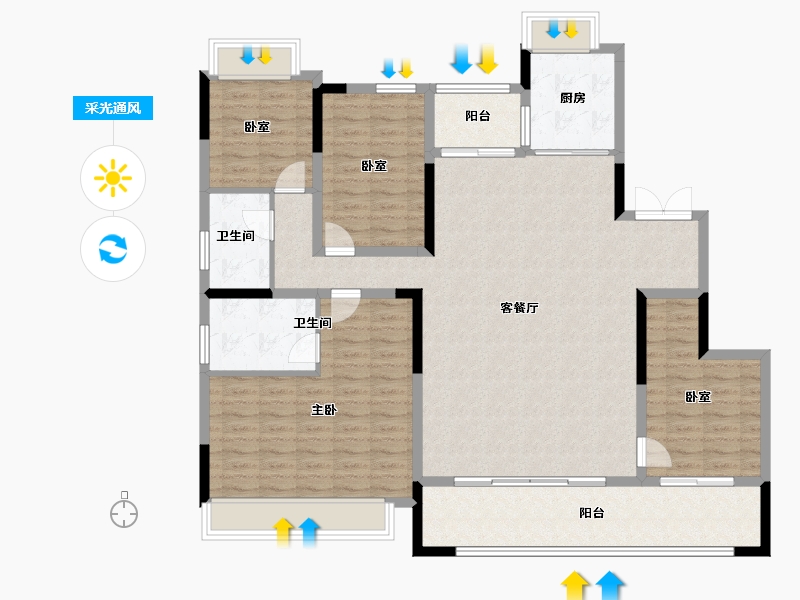 湖南省-长沙市-建发玖洲和玺-140.80-户型库-采光通风