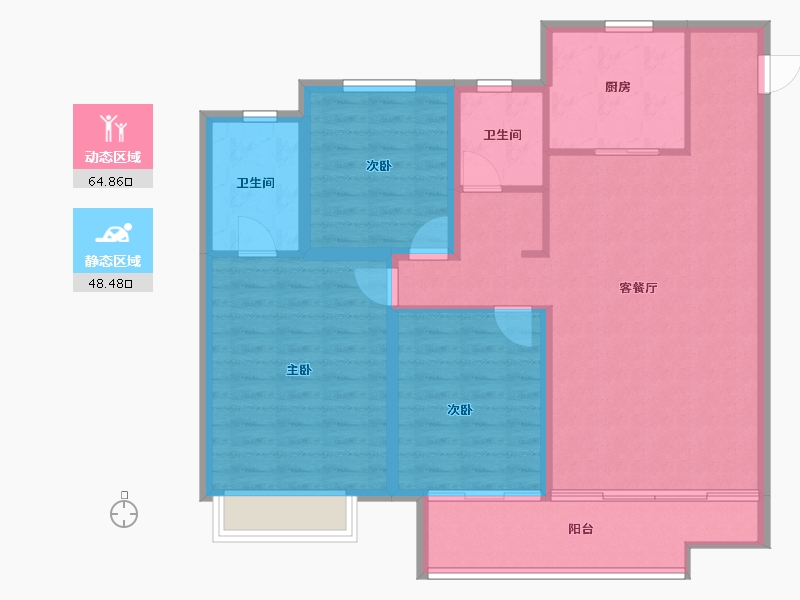 山西省-临汾市-恒安如园-102.86-户型库-动静分区