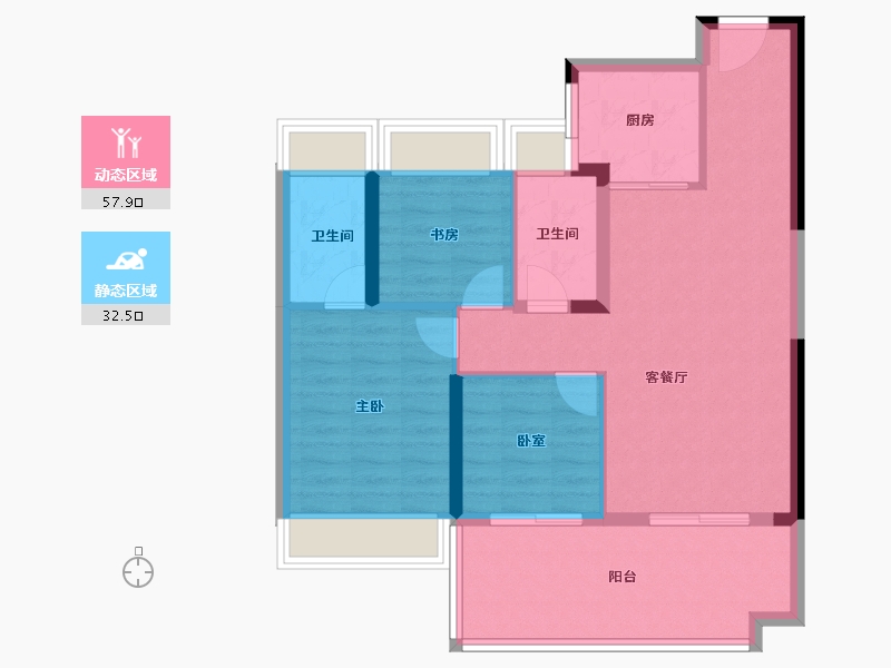 湖北省-荆州市-公安碧桂园楚望府-81.22-户型库-动静分区