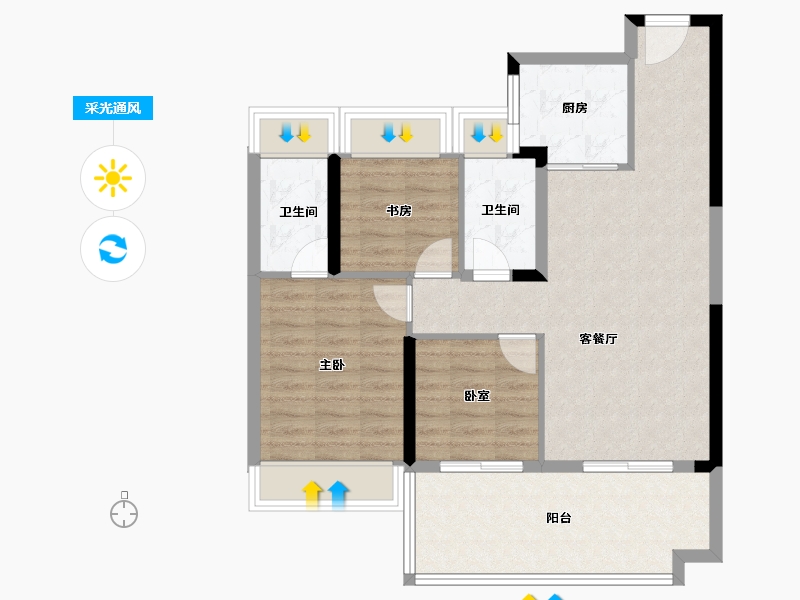 湖北省-荆州市-公安碧桂园楚望府-81.22-户型库-采光通风