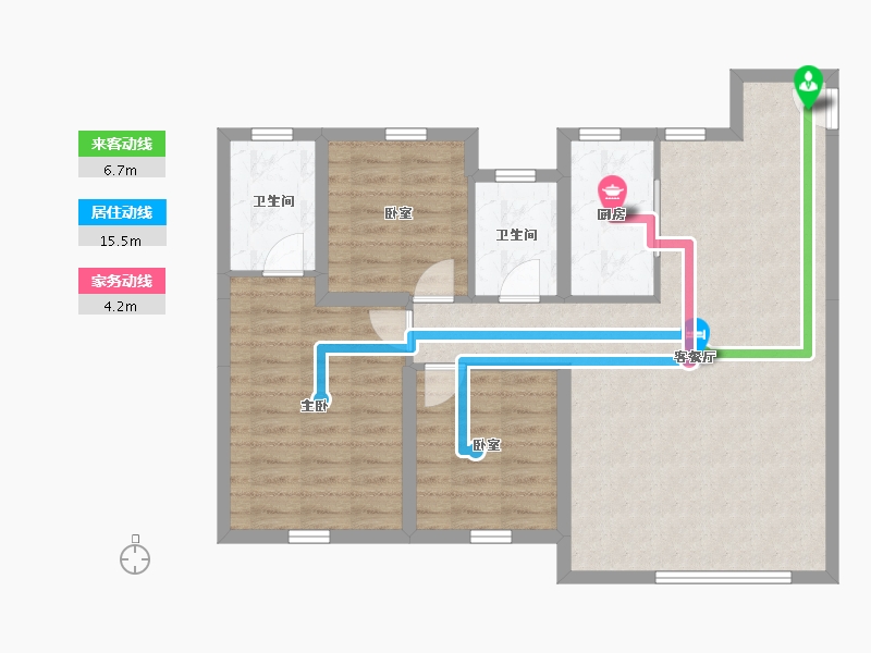 内蒙古自治区-赤峰市-赤峰中梁百合四季-87.33-户型库-动静线