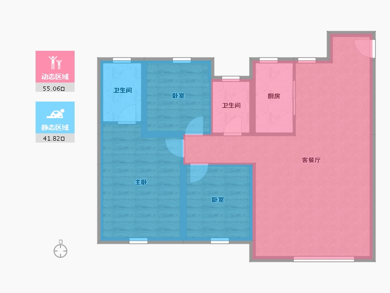 内蒙古自治区-赤峰市-赤峰中梁百合四季-87.33-户型库-动静分区