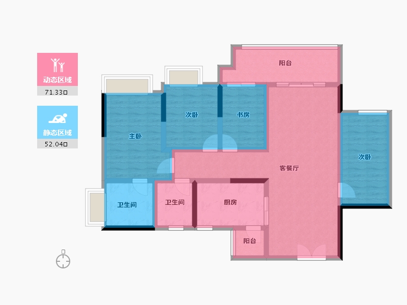 重庆-重庆市-翰粼天辰-109.51-户型库-动静分区